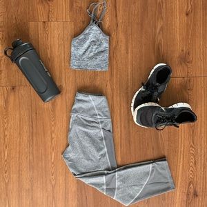 MotoRun HeatherGray Leggings with Mesh and Pockets